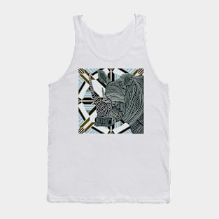 African White Rhino on Abstract Geometric Pattern Tank Top